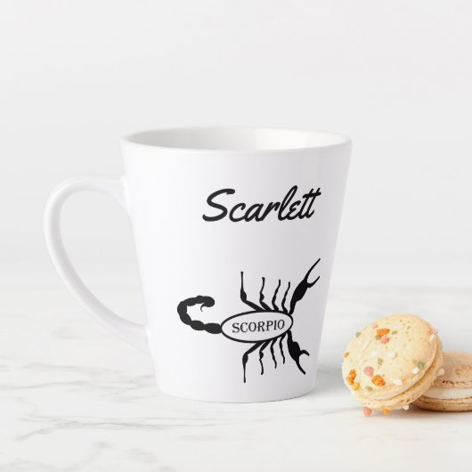 Tasse Latte Scorpio Black Scorpion Star Sign Nom personnalisé (En situation)
