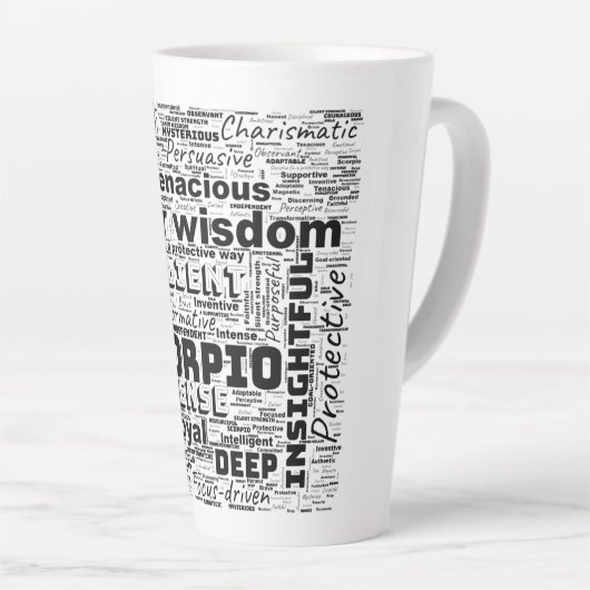 Tasse Latte Scorpio Zodiac Mot Cloud Inspiration (Angle droit)