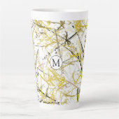 Tasse Latte Scribbles Abstraits - moutarde et Brown (Devant)