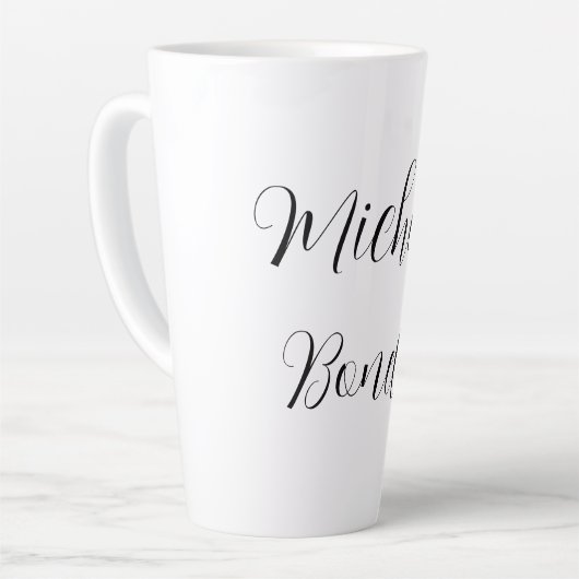 Tasse Latte Script classique élégant Ajouter votre nom Plain (Angle gauche)