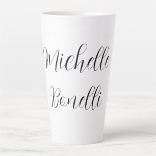 Tasse Latte Script classique élégant Ajouter votre nom Plain