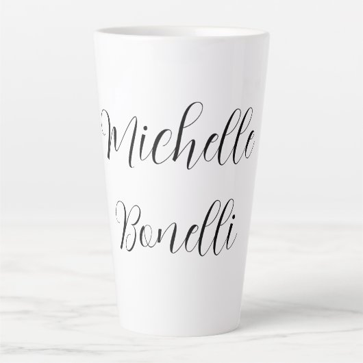 Tasse Latte Script classique élégant Ajouter votre nom Plain (Devant)