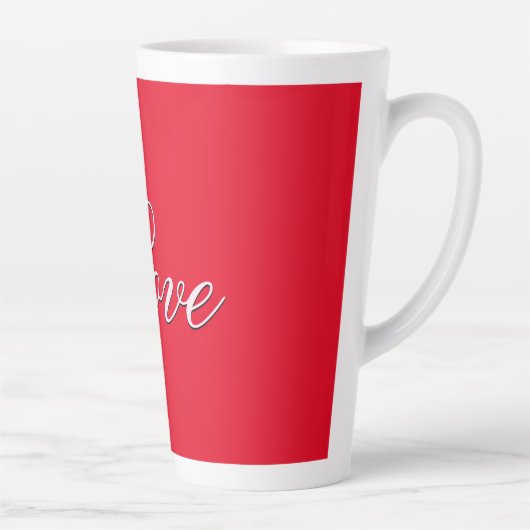 Tasse Latte Script de calligraphie Mariage tendance Love Red (Droite)