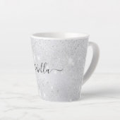Tasse Latte Script de nom de la parties scintillant argentée (Angle droit)