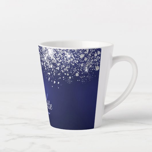 Tasse Latte Script de nom de monogramme de la parties scintill (Droite)