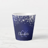 Tasse Latte Script de nom de monogramme de la parties scintill (Devant)