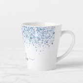 Tasse Latte Script de nom de parties scintillant bleu blanc (Droite)
