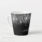 Tasse Latte Script de nom de parties scintillant en argent noi (Angle gauche)