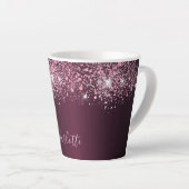 Tasse Latte Script de nom de parties scintillant rose bordeaux (Angle droit)