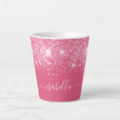 Tasse Latte Script de nom de parties scintillant rose élégant  (Devant)