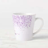 Tasse Latte Script de nom de parties scintillant violet blanc (Droite)