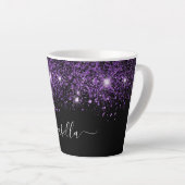 Tasse Latte Script de nom de parties scintillant violet noir g (Angle droit)
