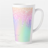 Tasse Latte Script de nom des gouttes rose holographique (Droite)