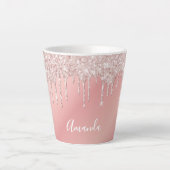 Tasse Latte Script de nom des gouttes roses (Devant)
