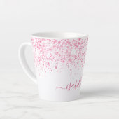 Tasse Latte Script de nom rose blanc (Angle gauche)