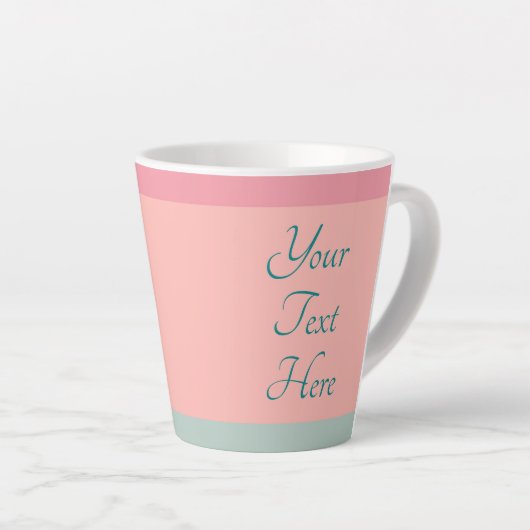 Tasse Latte Script de texte personnalisable Peach Turquoise Sm (Angle droit)
