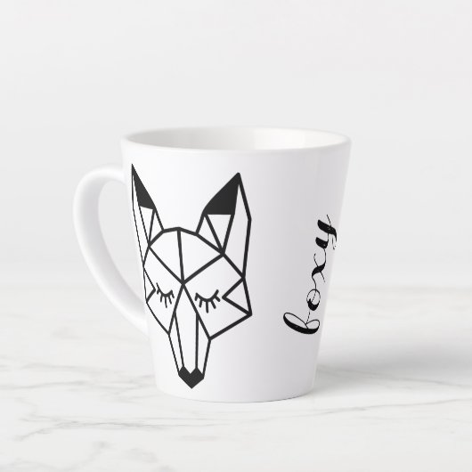 Tasse Latte Script Foxy Fox géométrique moderne (Angle gauche)