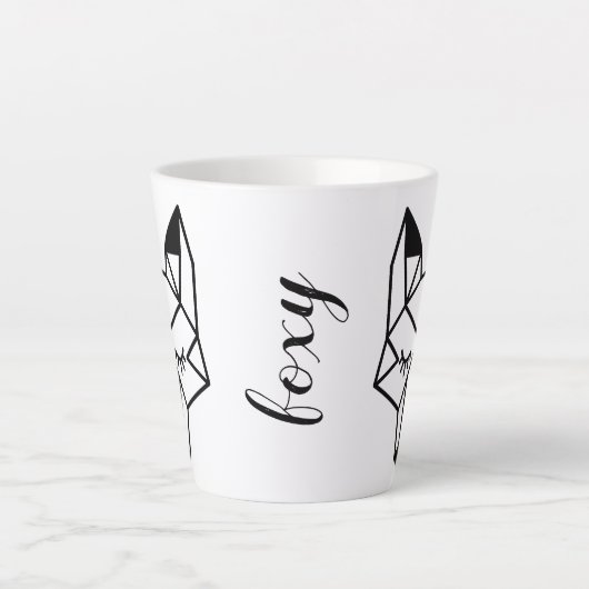 Tasse Latte Script Foxy Fox géométrique moderne (Devant)