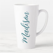 Tasse Latte Script manuscrit foncé tendance Turquoise (Droite)
