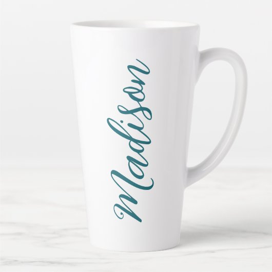 Tasse Latte Script manuscrit foncé tendance Turquoise (Droite)
