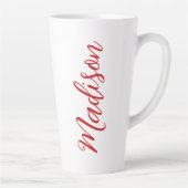 Tasse Latte Script manuscrit Nom rouge en gras personnalisé (Droite)