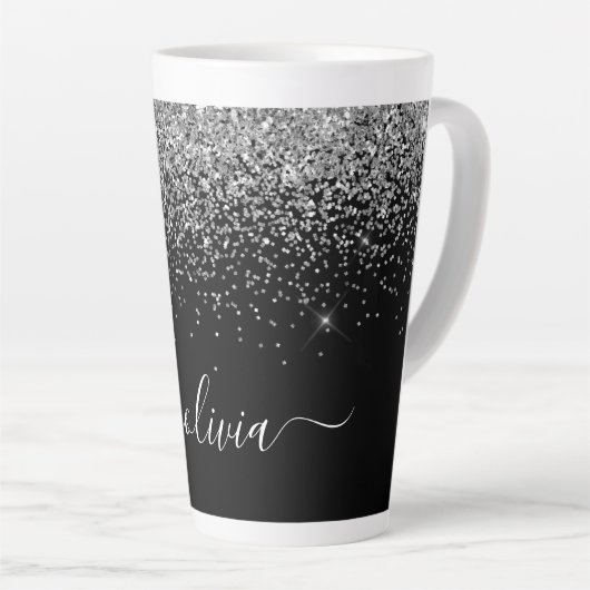 Tasse Latte Script Monogram Girly Name (Angle droit)
