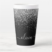 Tasse Latte Script Monogram Girly Name (Devant)