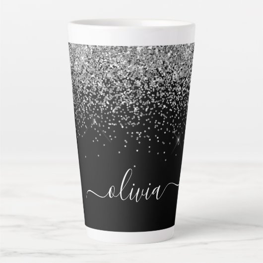 Tasse Latte Script Monogram Girly Name (Devant)