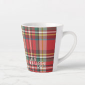 Tasse Latte Script personnalisé Rustique Plaid Noël (Droite)