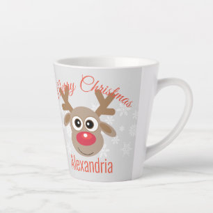 Tasse Latte Scrire de rennes de Noël gris