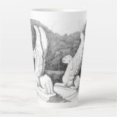 Tasse Latte Sculpture de griffons crayon monochrome Art (Devant)