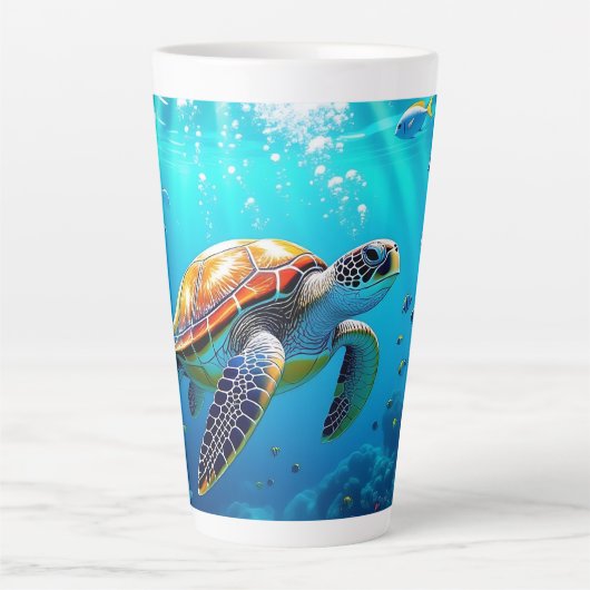 Tasse Latte Sea Turtle Colorful Underwater Scene   (Devant)
