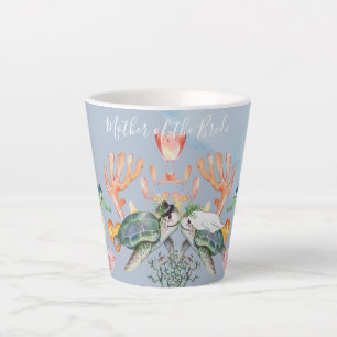Tasse Latte Sea Turtle Wedding Featuring Bride and Groom