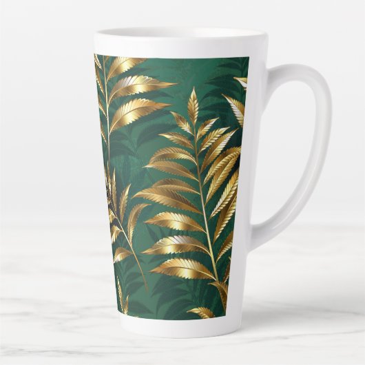 Tasse Latte Seamless pattern with golden ferns (Droite)