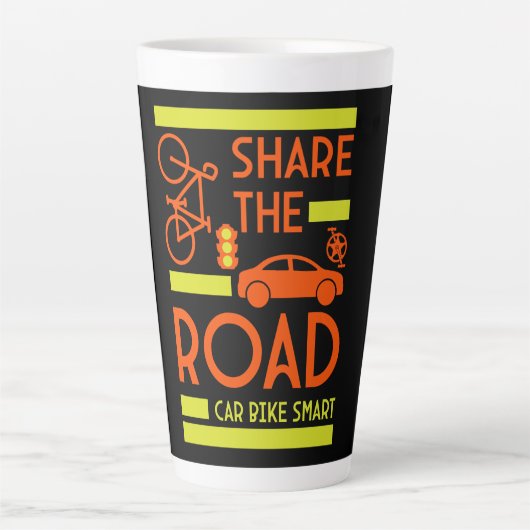 Tasse Latte Sécurité Routière à Vélo (Devant)