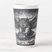 Tasse Latte Sentinelle Hibou ailé par BurnsInHell (Devant)