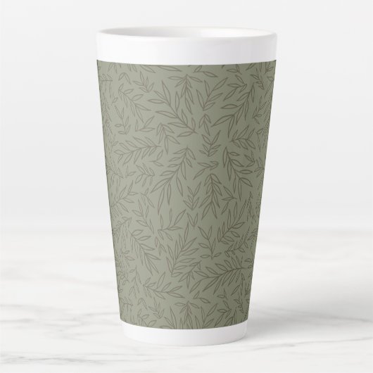 Tasse Latte Serene Sage Green | Forêt profonde calme ton sur t (Devant)