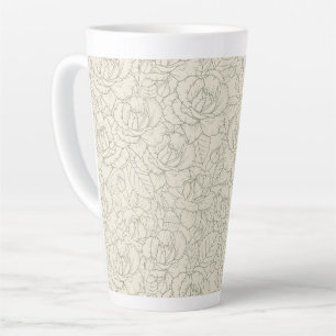 Tasse Latte Serene Sage Green Roses vintages en fleurs