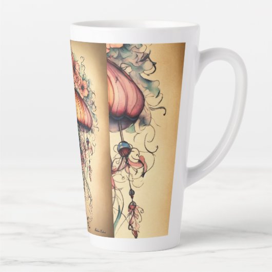 Tasse Latte Sérénité des méduses : Conception de T-shirts arti (Droite)