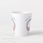 Tasse Latte Serre Florale Rouge, Blanc Et Bleu Pastel (Devant)