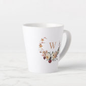 Tasse Latte Serre florale rustique avec votre monogramme (Angle droit)