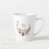 Tasse Latte Serre florale rustique avec votre monogramme (Droite)
