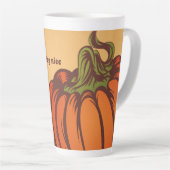 Tasse Latte Seul citrouille sur le terrain. Les feuilles d'aut (Angle droit)