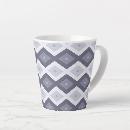 Tasse Latte Shades of blue grey diamond pattern (Angle droit)