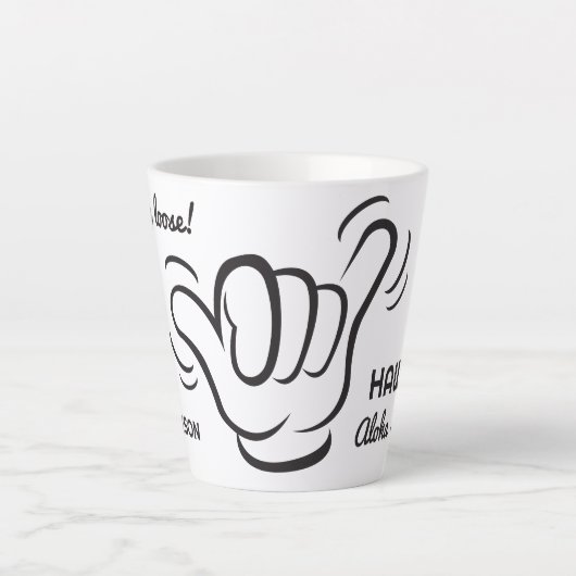 Tasse Latte Shaka du nom et de l'emplacement personnalisés (Devant)