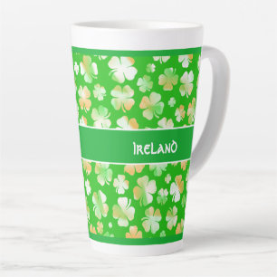 Tasse Latte Shamrocks verts/Gold Random Motif St Patrick