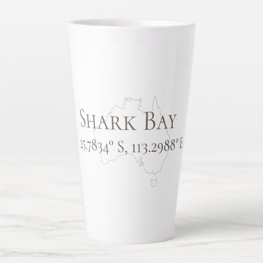 Tasse Latte Shark Bay Australie Latitude & Longitude (Devant)