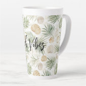 Tasse Latte Shells Beach Green Palm Tree Leaves (Angle droit)