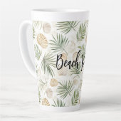 Tasse Latte Shells Beach Green Palm Tree Leaves (Angle gauche)