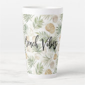 Tasse Latte Shells Beach Green Palm Tree Leaves (Devant)